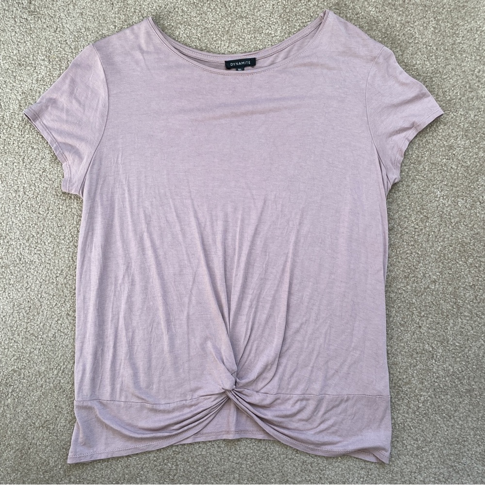 Dynamite Short Sleeve Knotted Waist T-Shirt Size Large